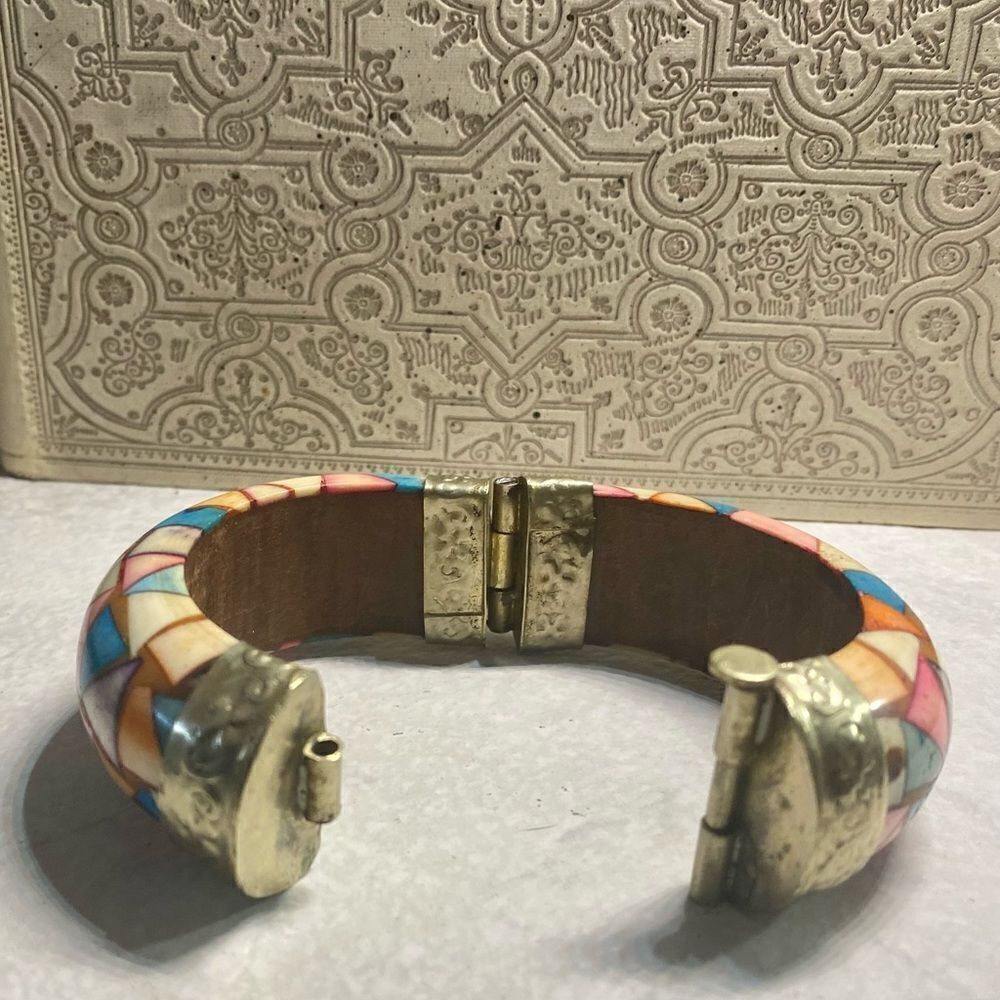 Vintage mosaic bangle bracelet - Picture 3 of 4